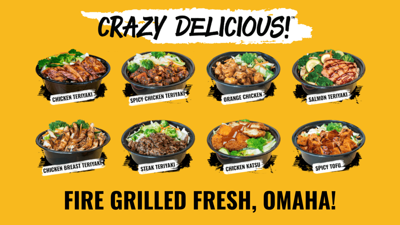 a graphic with 8 different teriyaki bowls.