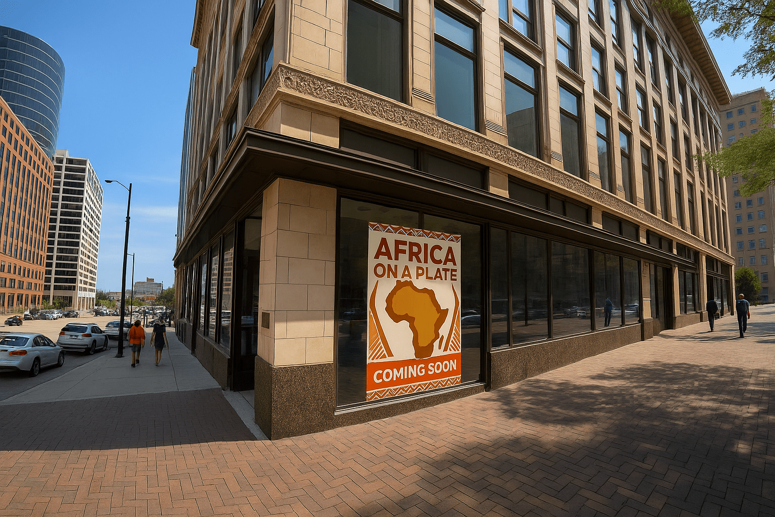 Exterior of Africa on a Plate, a South Sudanese restaurant coming soon to downtown Omaha at 301 South 16th Street